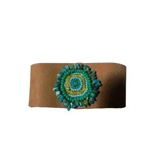 American Eagle Leather Beaded Cuff‎ Bracelet